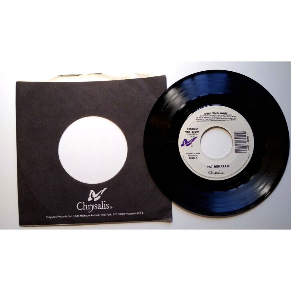 Pat Benatar Don't Walk Away 1988 Vinyl Record 7" Pop Rock With Company Sleeve